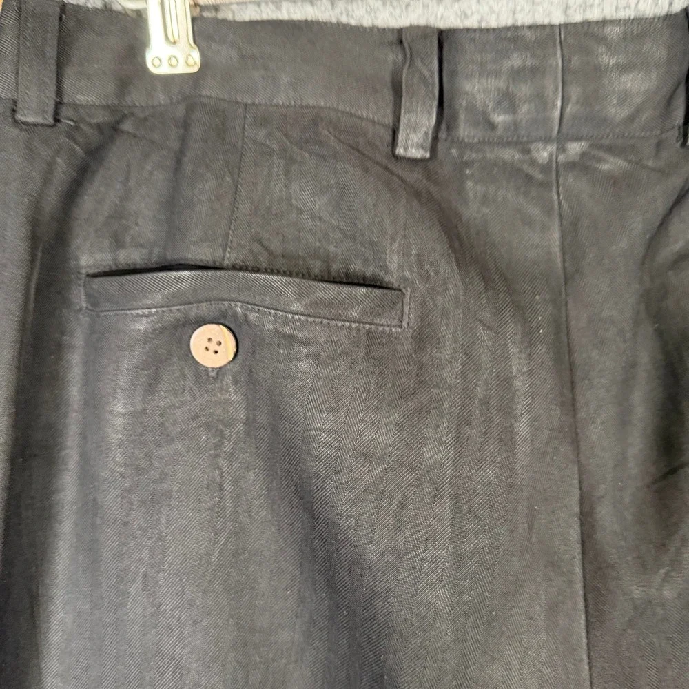 Tommy Bahama Relax Pleated Pants Mens 34 Black Silk Herringbone Quiet Luxury